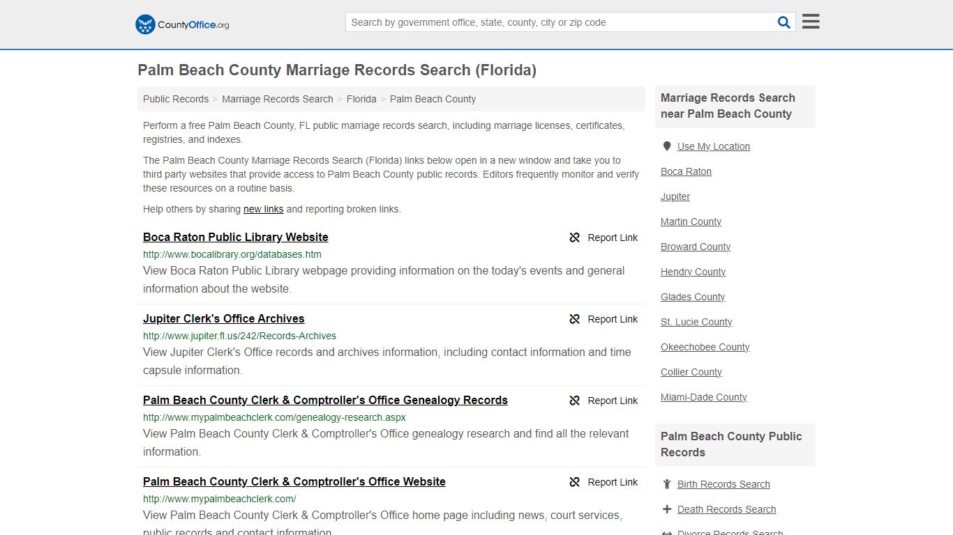 Palm Beach County Marriage Records Search (Florida) - County Office